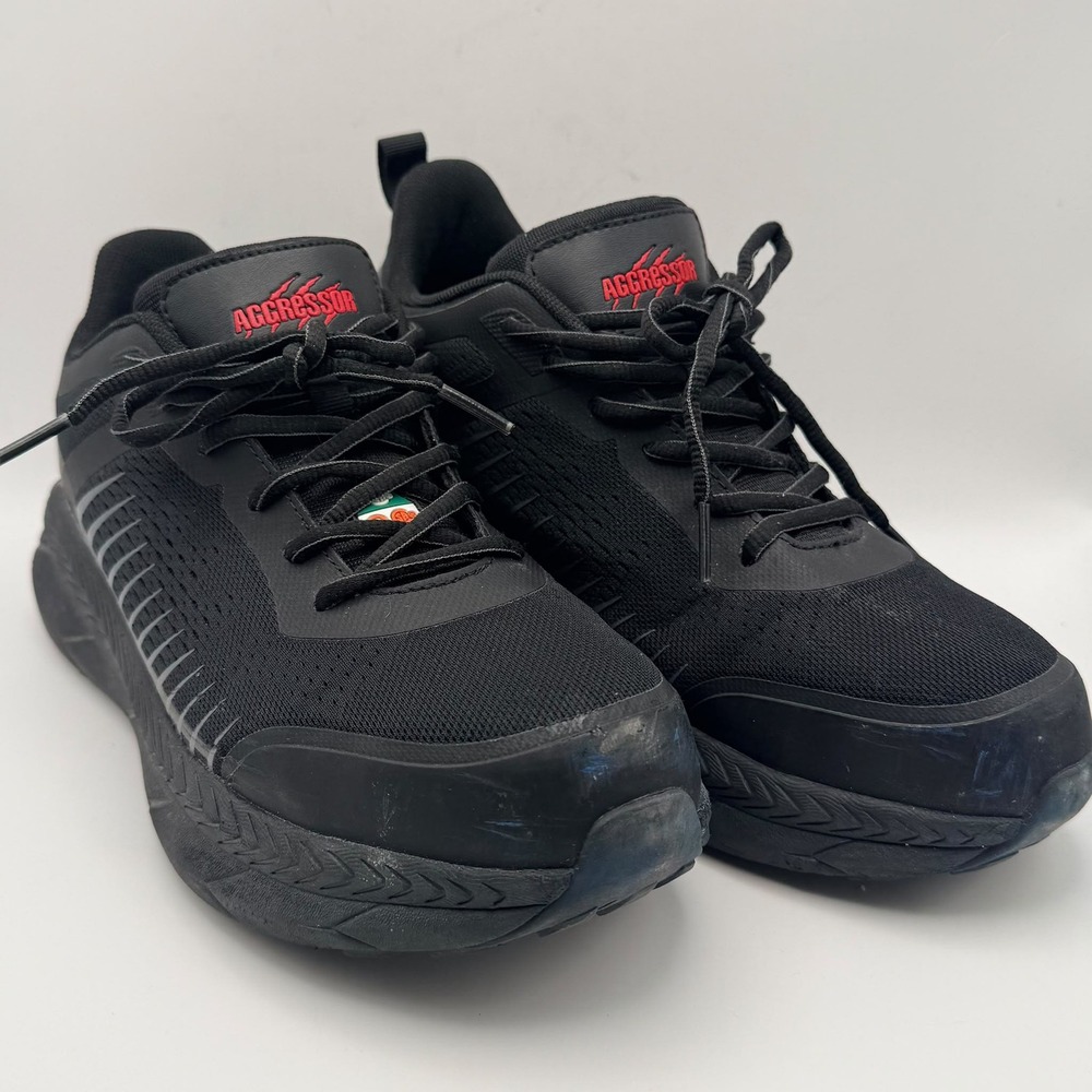 Aggressor Steel Toe Safety Shoes Mens 9 Black Mesh CSA Approved Work Sneakers
